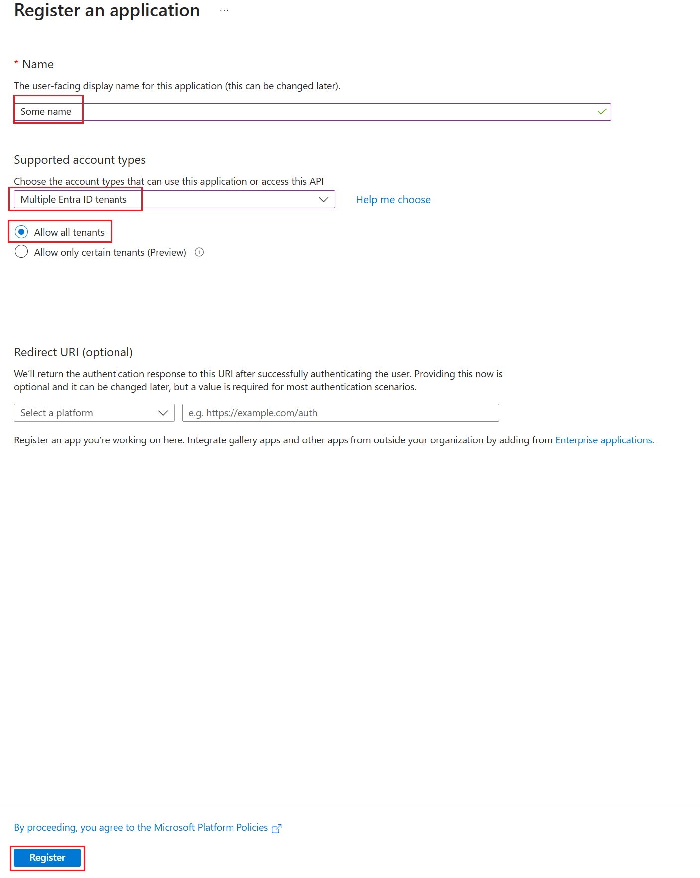 Vyplnění jména a typu účtů, potvrzení registrace