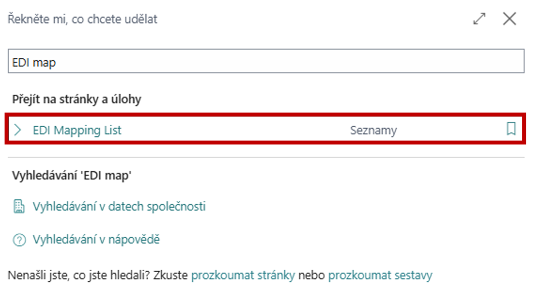 Vyhledání nastavení správy produktových informací