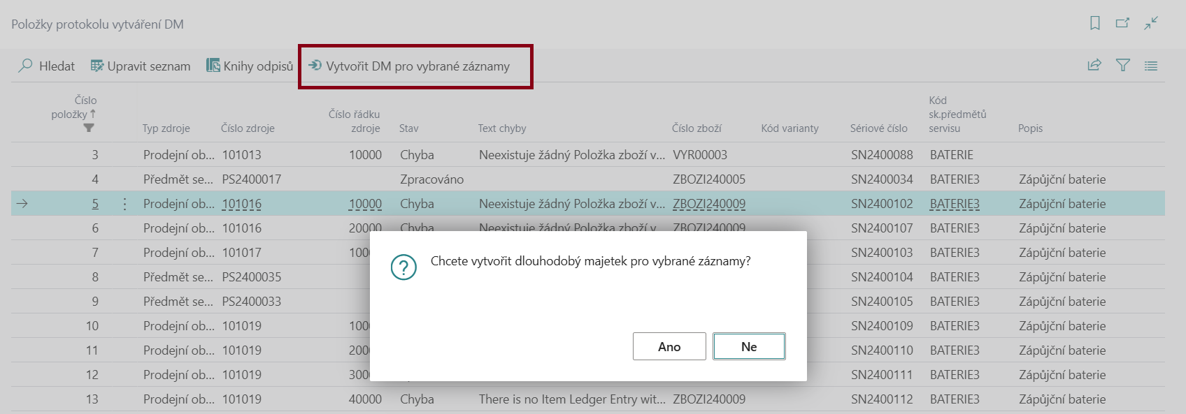 FA Creation Log Entries - Confirmation