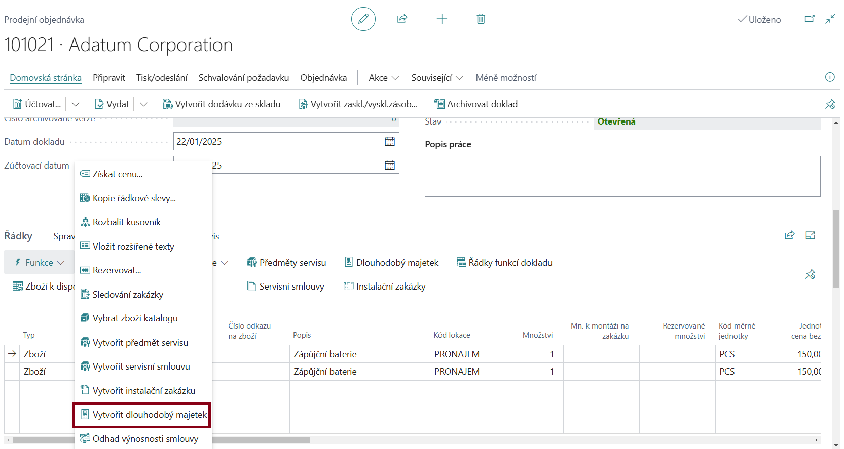 Create Fixed Asset - Sales Line