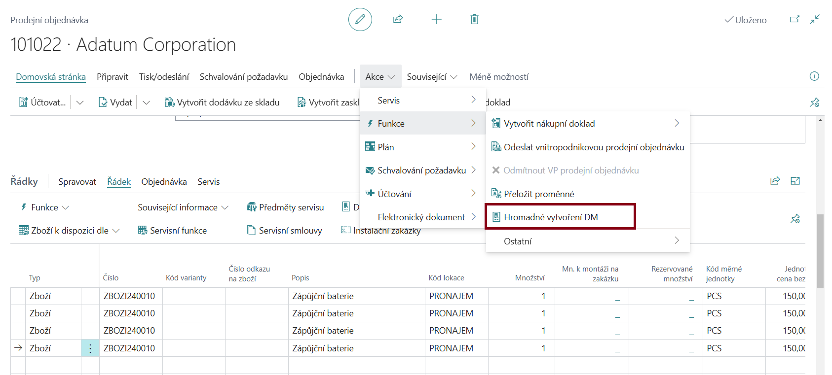 Create Fixed Asset - Sales Header Bulk Action