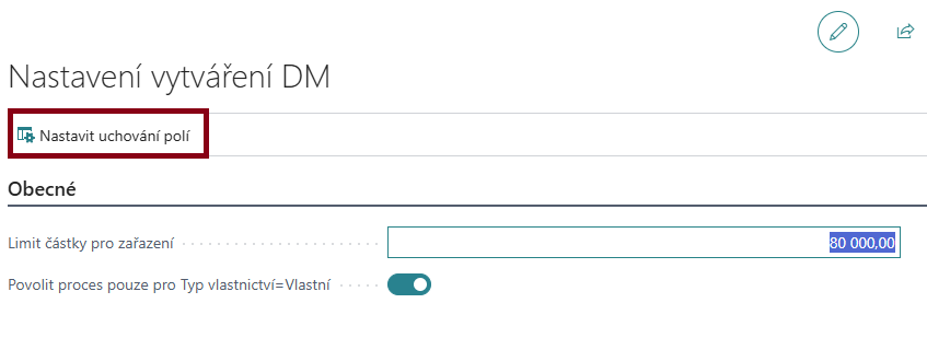 FA Creation Setup - Field keeping