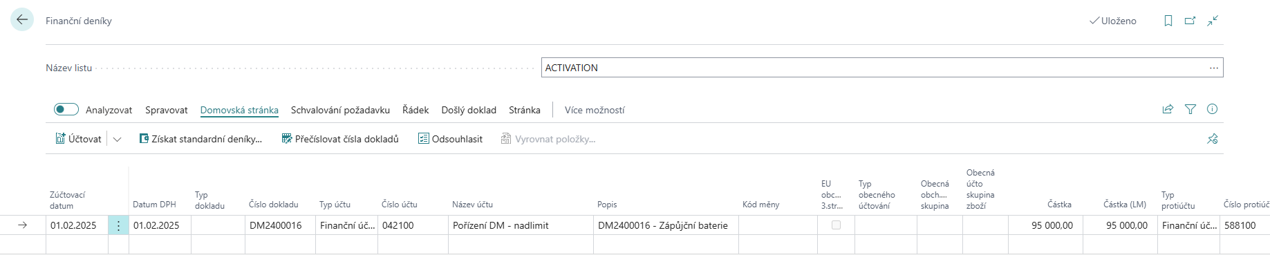 FA Created - General Journal for Activation