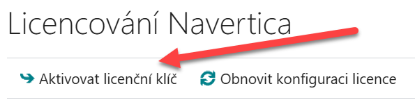Tlačítko Aktivovat licenční klíč