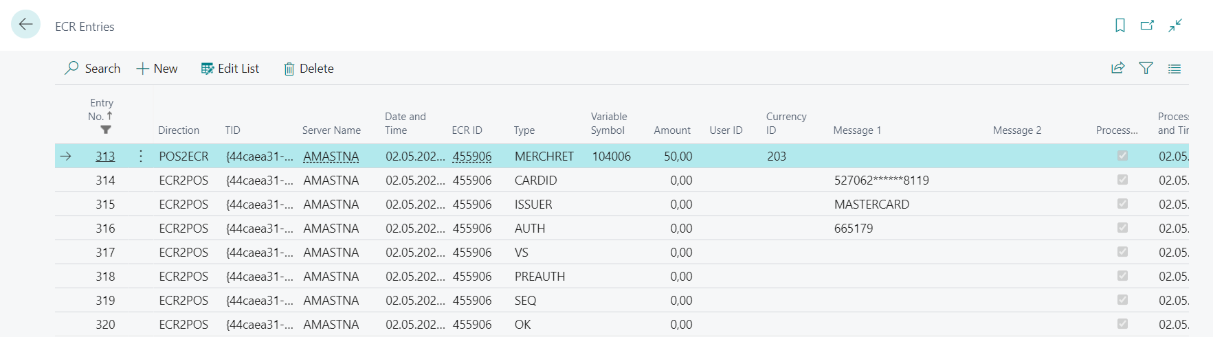 ECR Entries - Goods Return