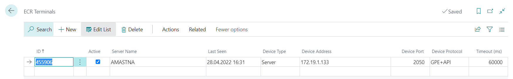 ECR Terminal Setup
