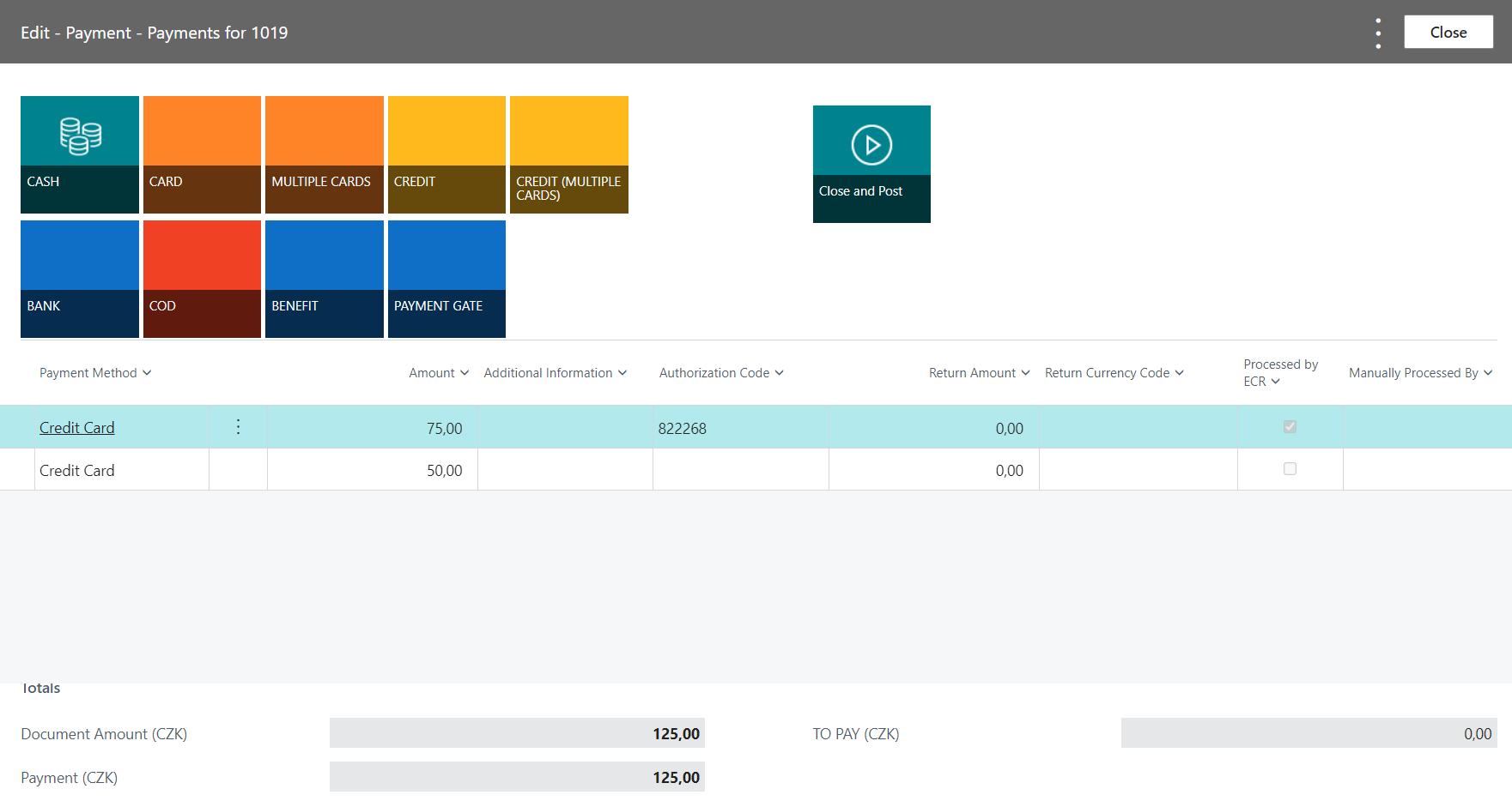 POS Payment Interface - Partially Successful Payment
