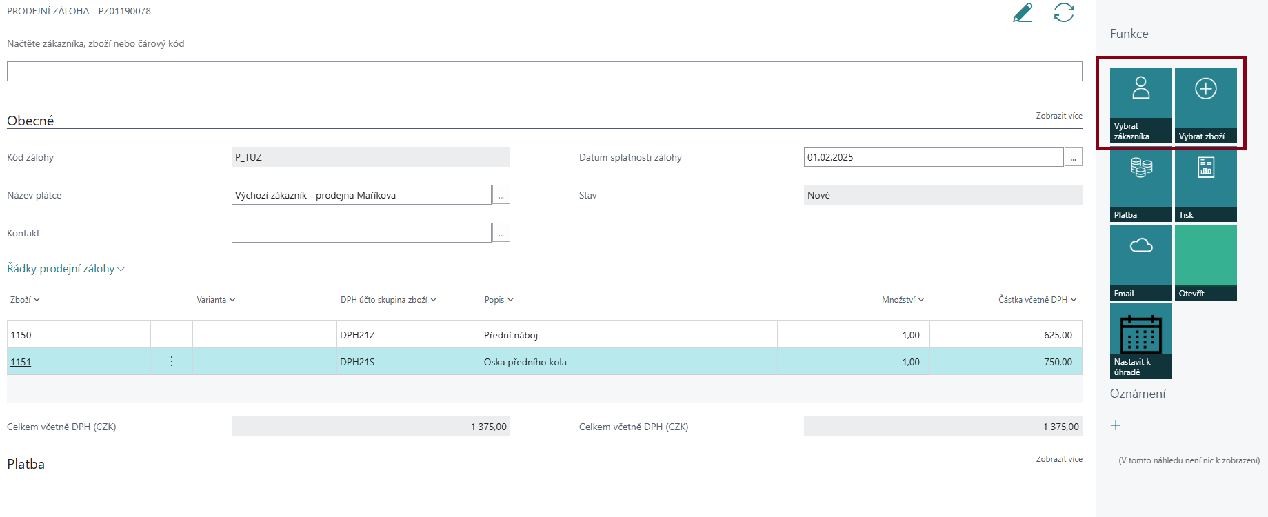 Bill Prepayments - Prepayment Without Bill Customer&Item