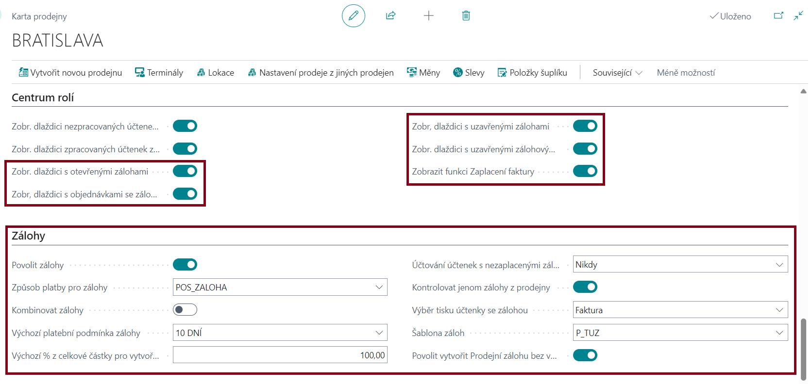 Prepayment Setup - Shop Card