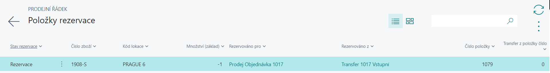 Viewing reservation entries for a bill line
