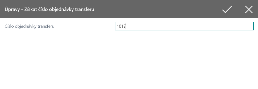 Entering transfer order number