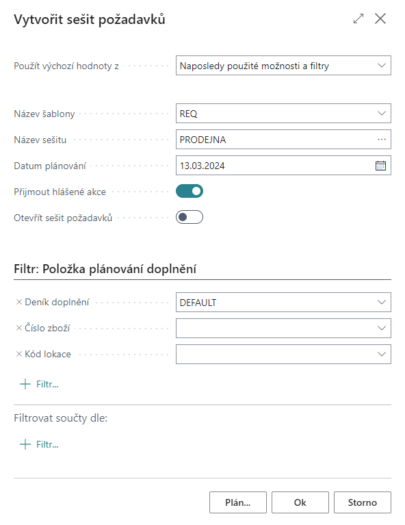 Replenishment Planning - Create Requisition Worksheet