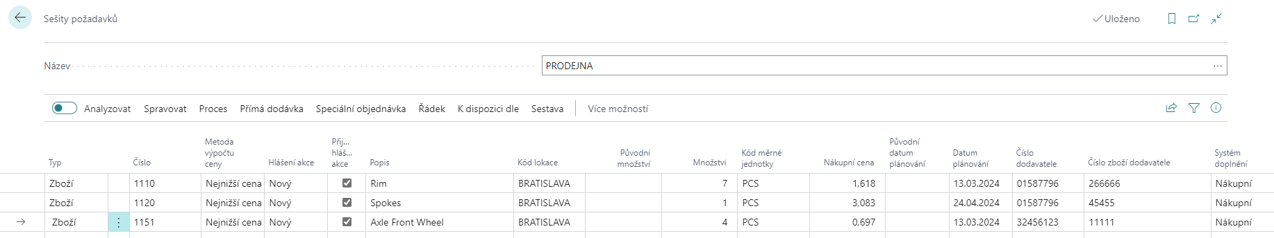 Replenishment Planning - Created Requisition Worksheet