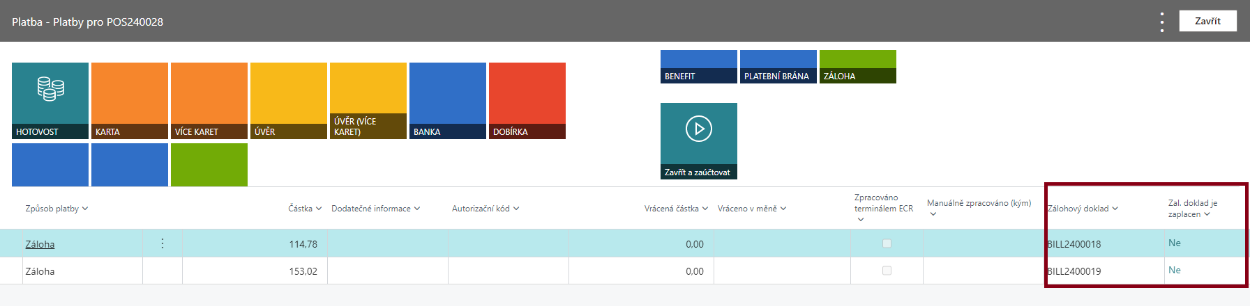 Bill Payment Interface - Prepayment Lines