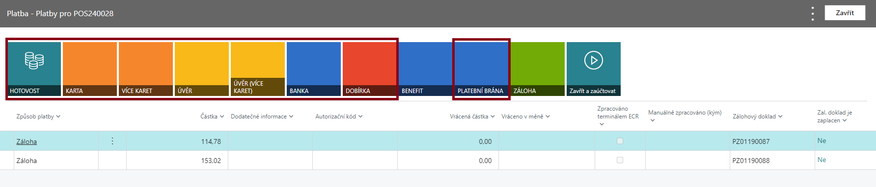 Prepayment Setup - Bill Payment Methods