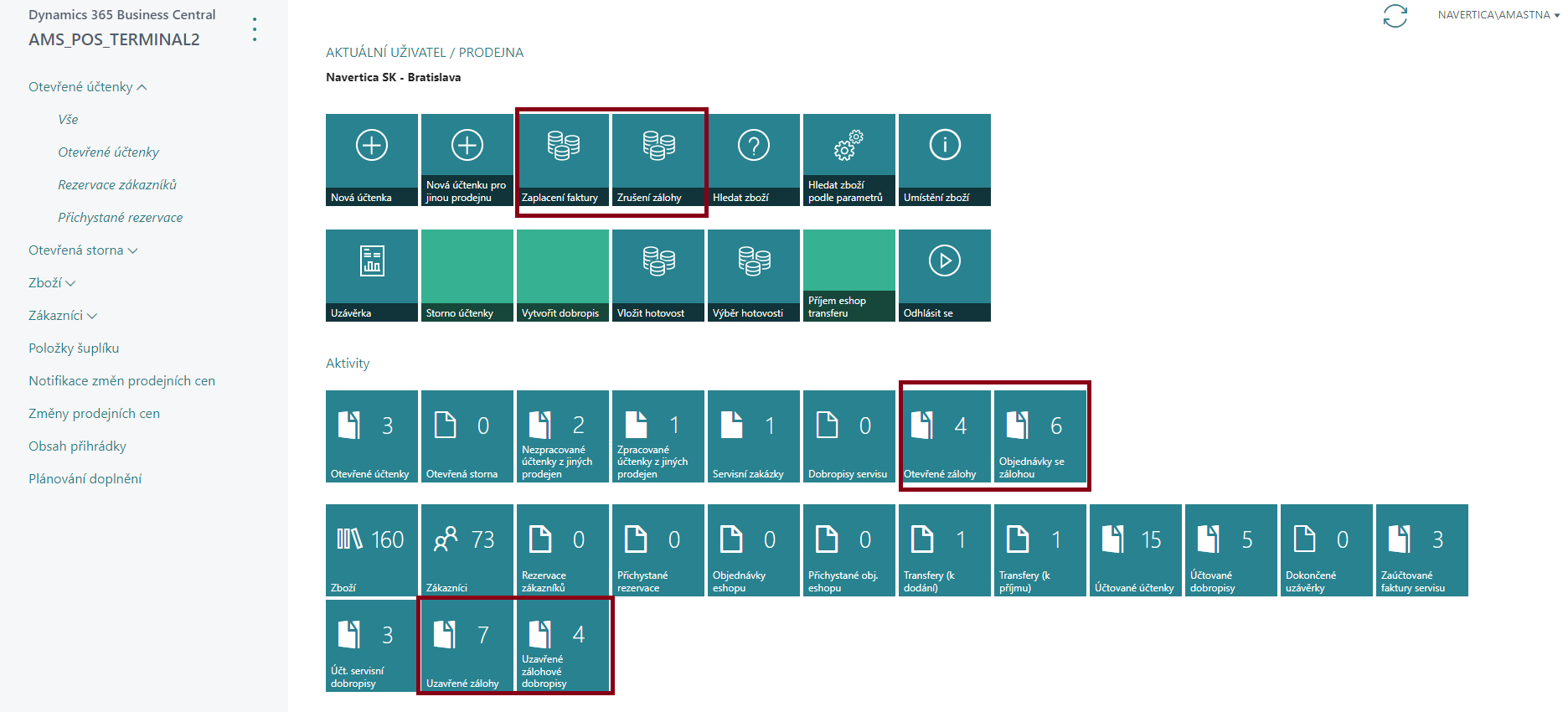 Prepayment Setup - POS Role Center