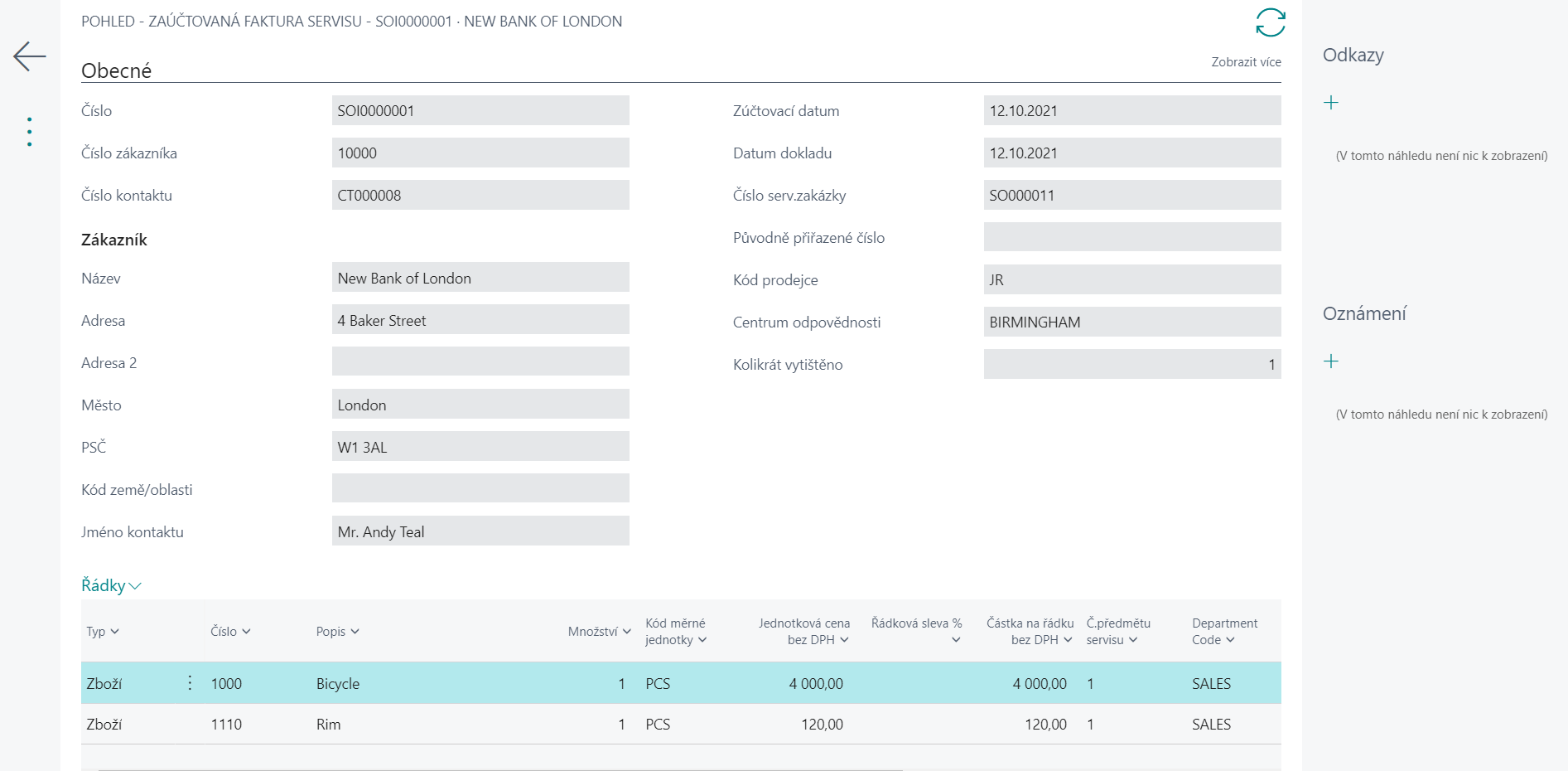Posted Service Invoice