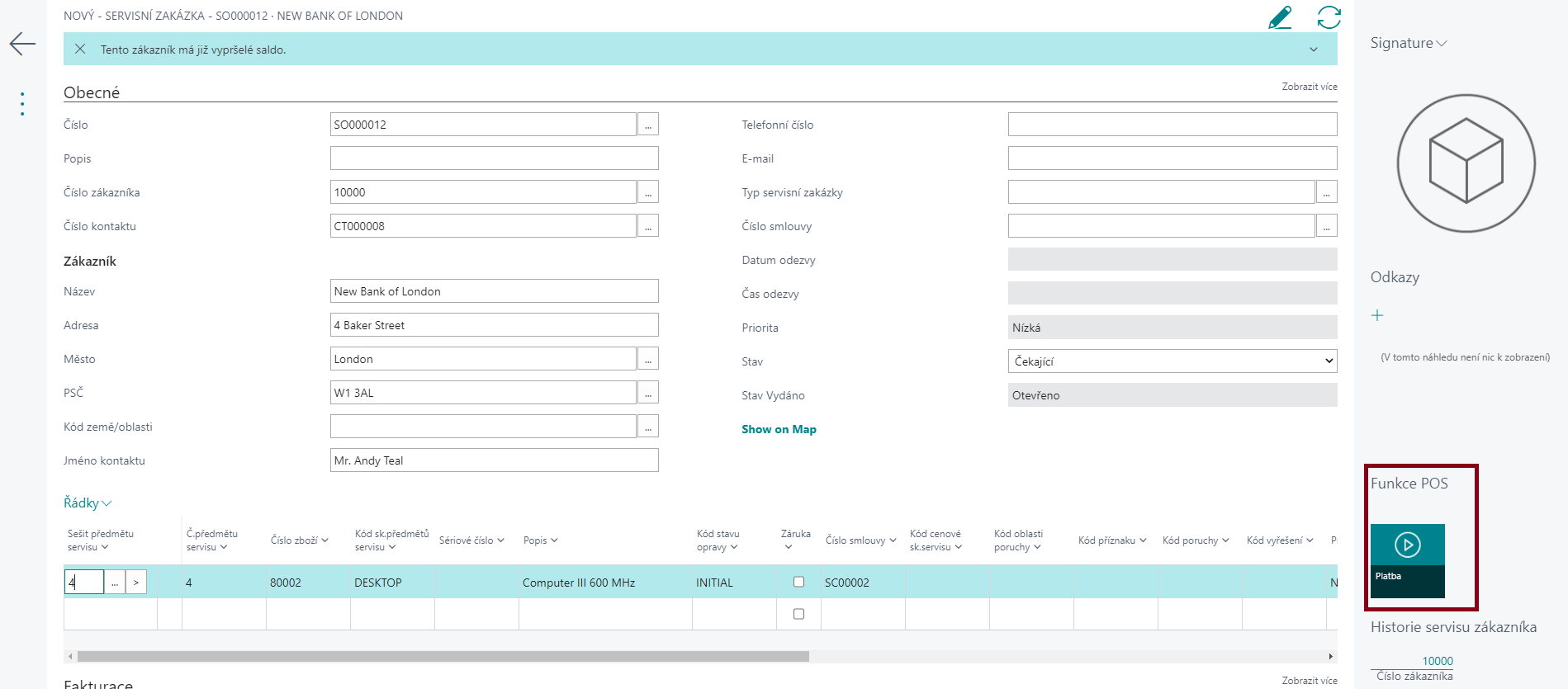 Service order card