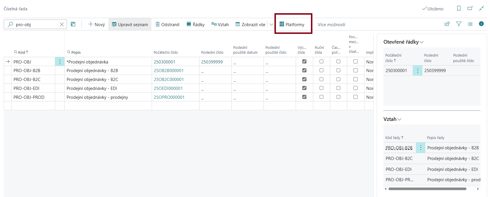 Kontrola vztahů číselných řad