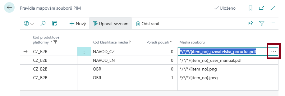 Přehled účtů externích souborů