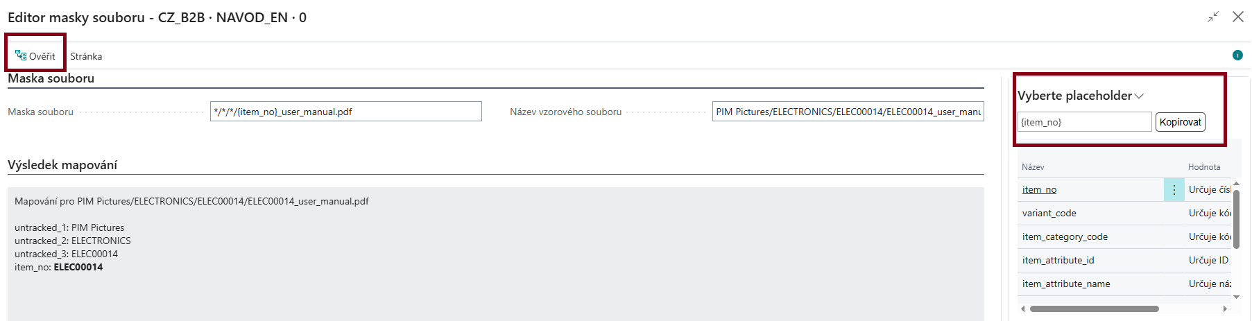 Přehled účtů externích souborů