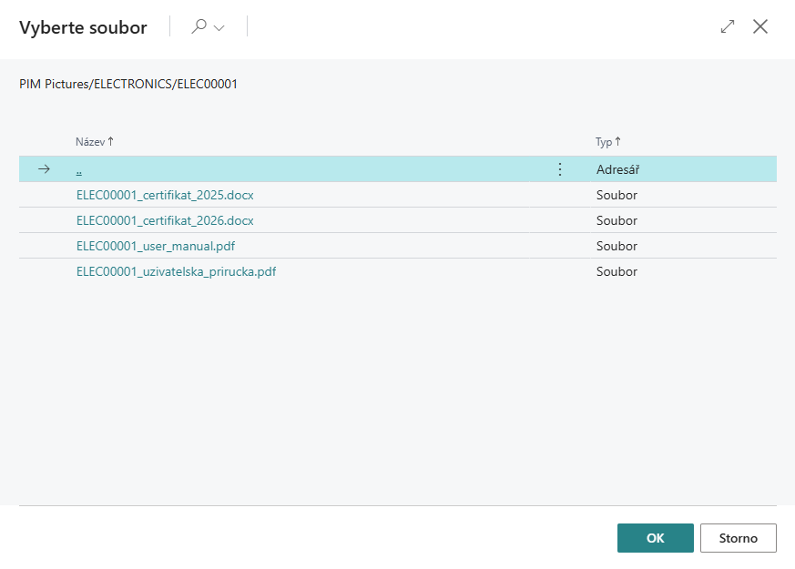 Akce Přiřadit soubor