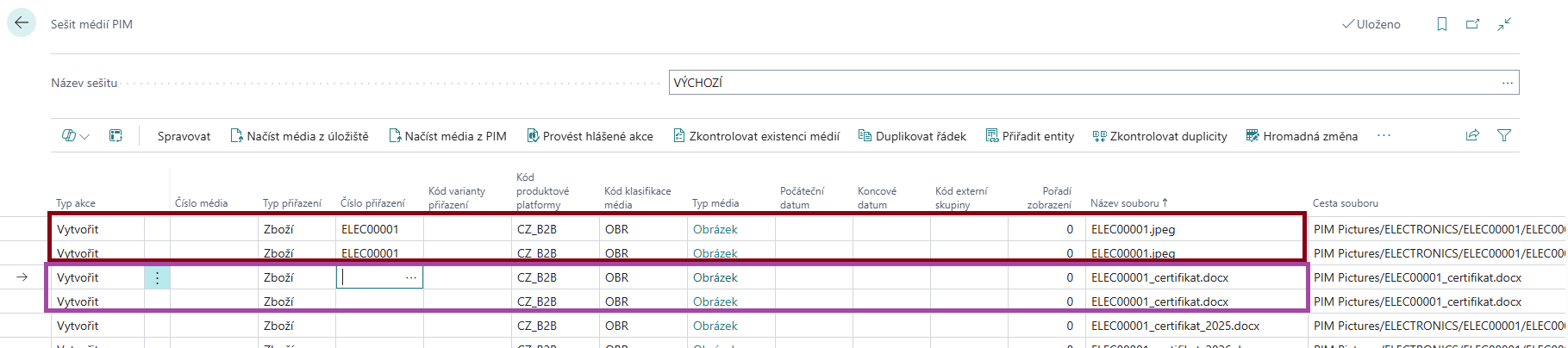 Zduplikovaný řádek