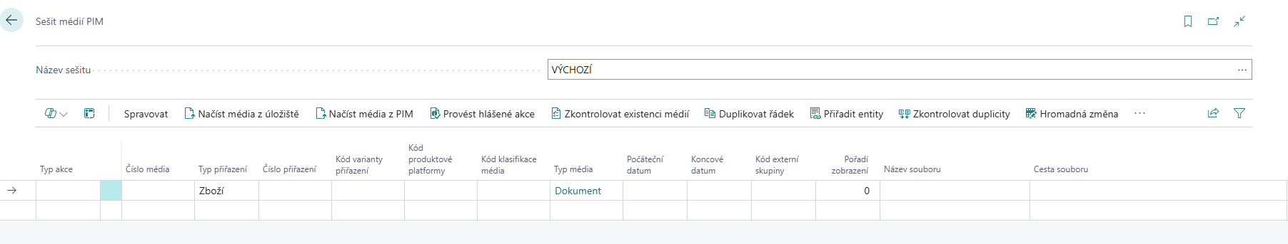 Akce Přiřadit soubor