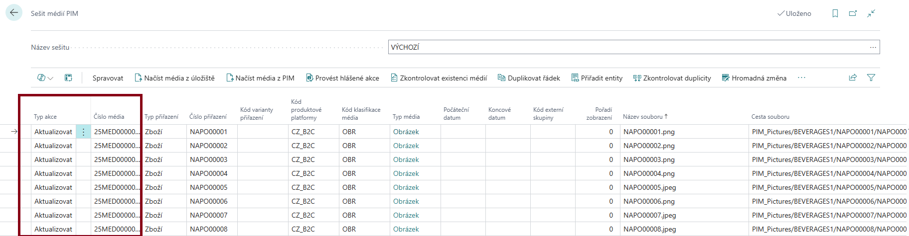 Akce Přiřadit soubor