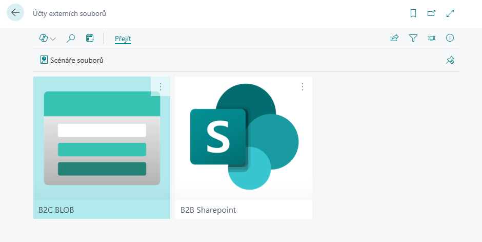 Přehled účtů externích souborů