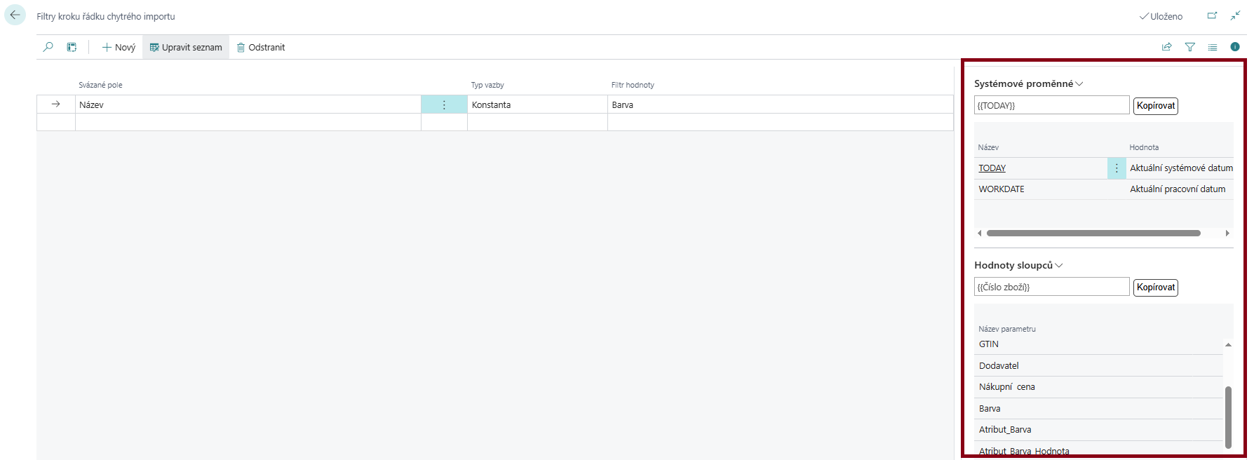 Přehled šablon chytrého importu