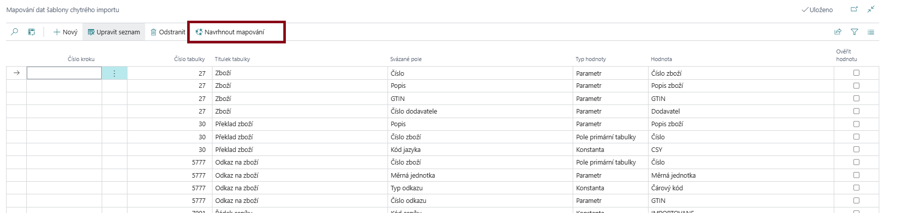 Přehled šablon chytrého importu