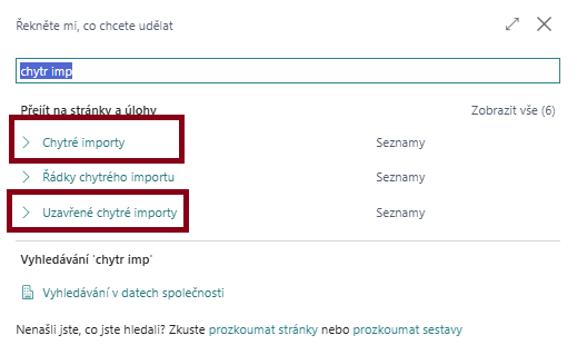 Přehled šablon chytrého importu