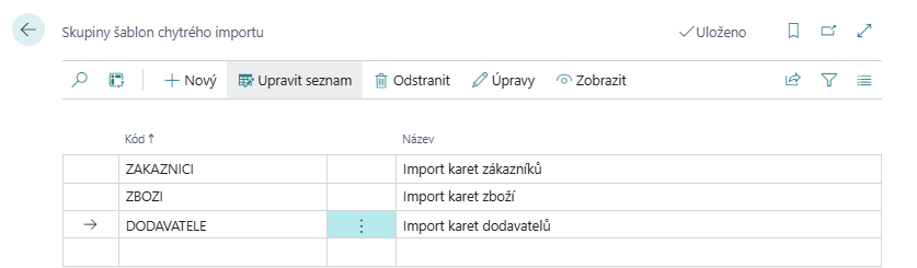 Šablony chytrého importu