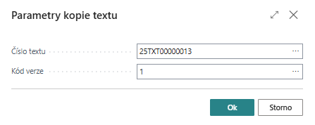 Parametry kopírovaného textu