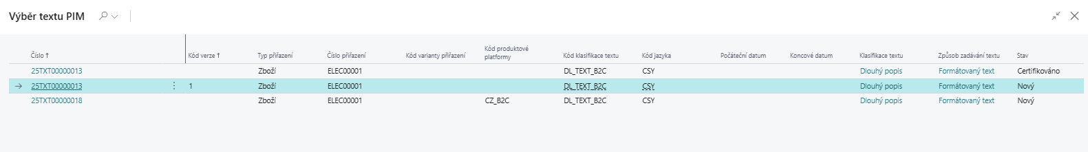 Výběr kopírovaného textu