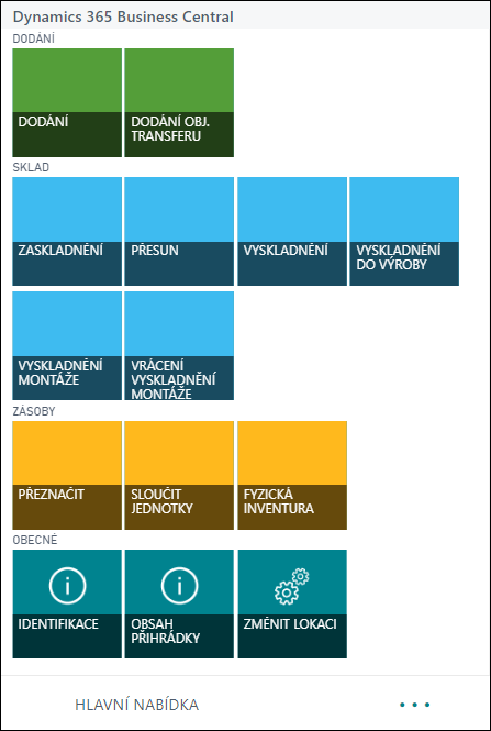 Vzhled mobilního menu - příklad