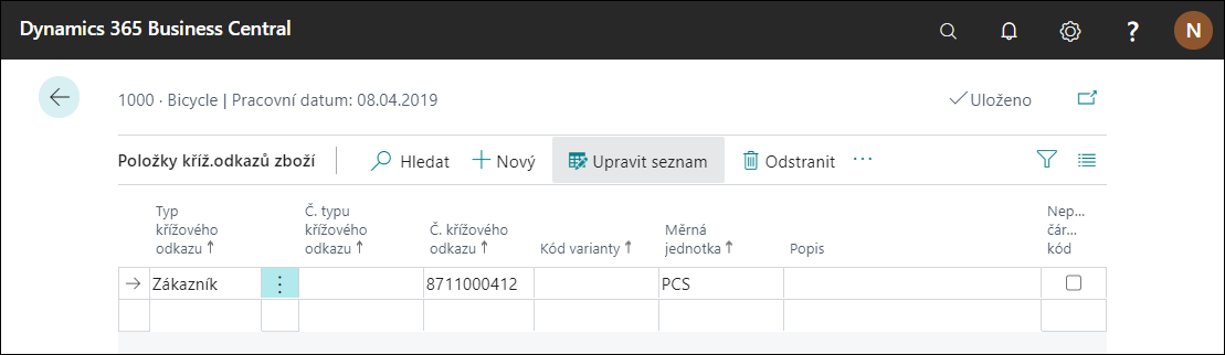Nastavení křížových odkazů zboží