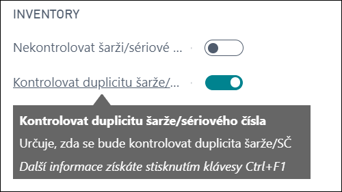 Nastavení kontroly duplicity čísla sledování