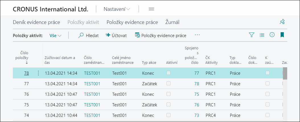 Activity Entries