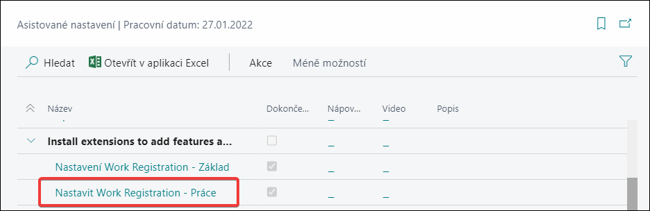 Select Set up Work Registration (Work)