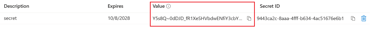 Copying the secret value