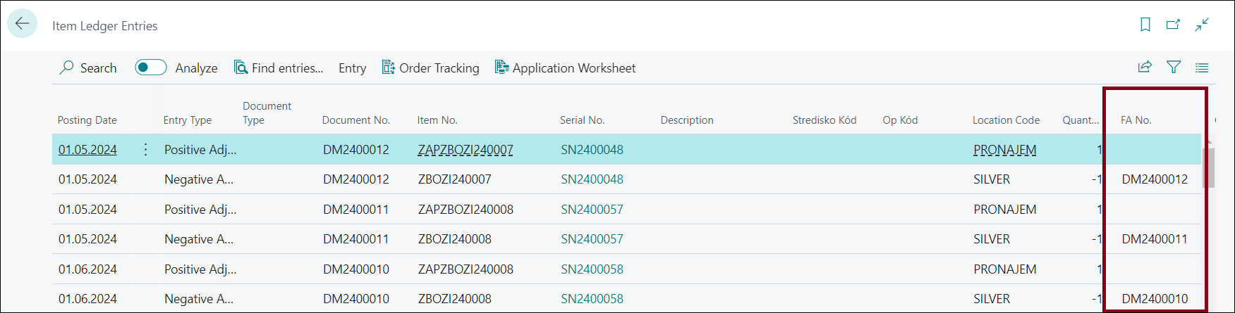 FA Created - Item Ledger Entries