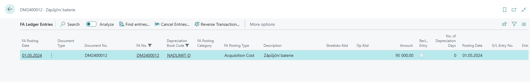 FA Created - FA Ledger Entries - VAT Depreciation Book