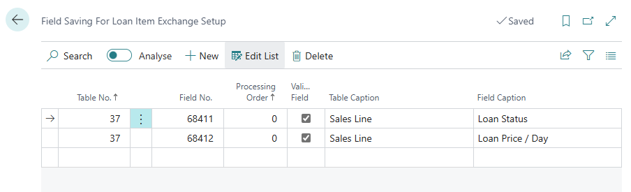 FA Creation Setup - Field keeping