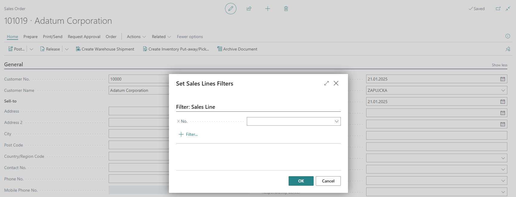 Create Fixed Asset - Confirming Sales Lines