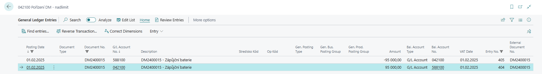 FA Created - General Ledger Entries for Activation