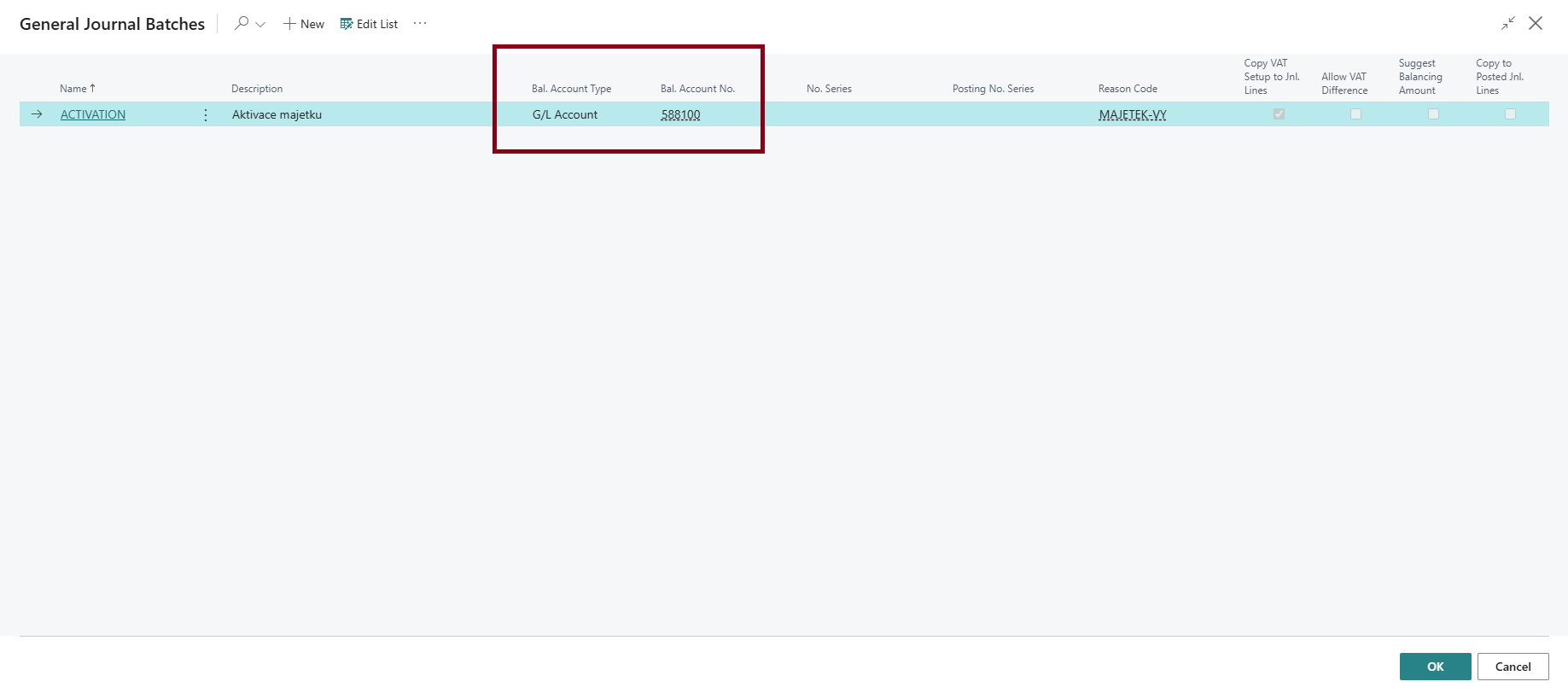 FA Created - Balancing Account No for Activation