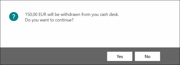 Cash Withdrawal Confirmation Dialogue