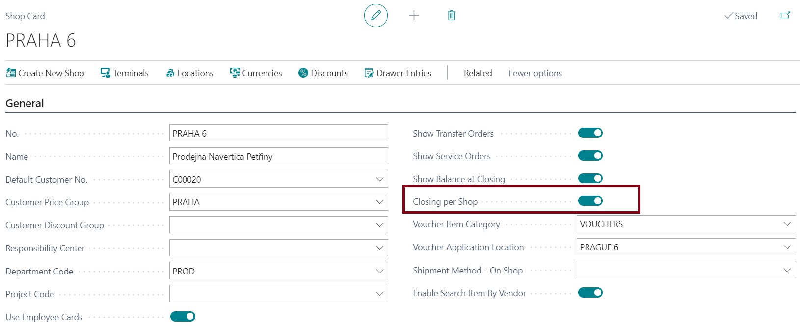 Disable Closing per Shop
